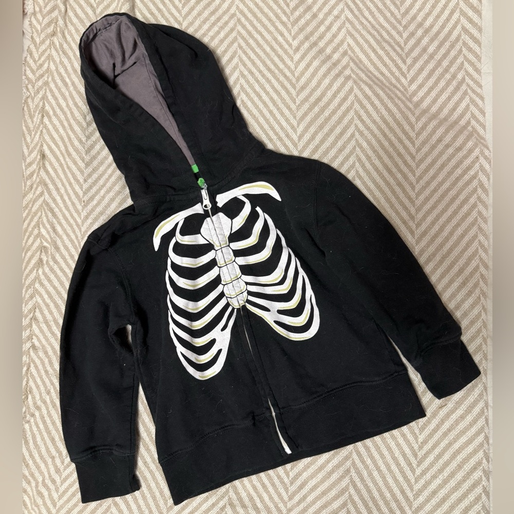 Kids Skeleton Zip-Up Hoodie - Black